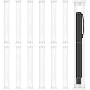 12pcs Pen Cases Transparent Cylinder Tube Pen Boxes Clear Plastic Reusable Pen Holder Plastic Container for Office School Supplies Pencil Display Case Container Storage with Lids