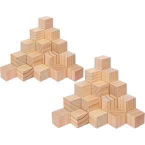 80 PCS Solid Wood Square Cube for Crafts, 1.5 Inch Unfinished Wooden Cube - Wood Cube Blocks for Crafting, Blank Wooden Cube for Craft Lovers and DIY Projects