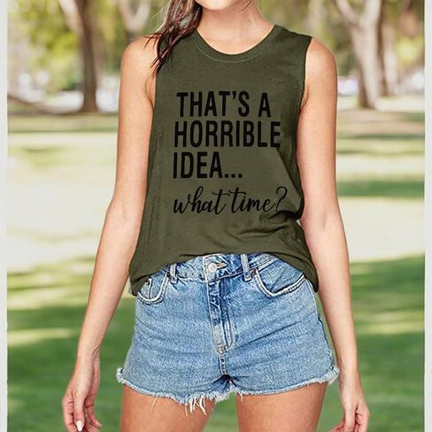 Thats A Horrible Idea What Time T Shirt Womens Cute Funny Saying Letter Print Party Shirt Graphic Tee Tops in Kuwait