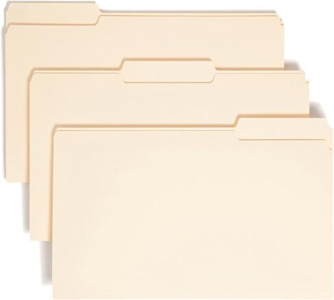 File Folders, 1/3-Cut Tab, Assorted Positions, 8.5 x 14 Inch, Legal Size, Manila - Value Pack of 100 (15346) in Saudi Arabia