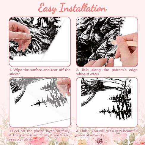 Rub on Transfer Decals for Furniture Crafts Decor 6"x12" Cherry Blossom and Bird, 3Pcs Waterproof UV DTF Transfer Sticker for Lingerie Chests Drawer Dresser Glass Porcelain Wood Plastic in Kuwait