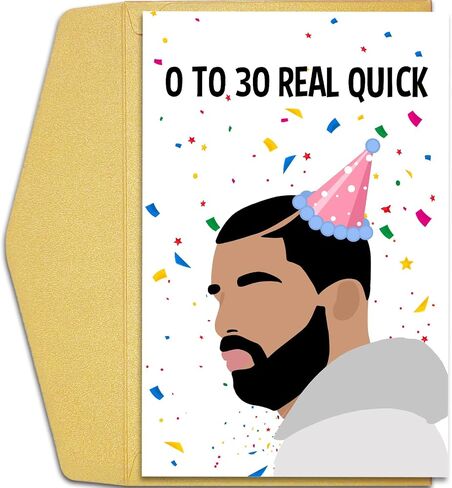 Qiliji Funny 30th Birthday Card for Men Women, Drake 30 Years Old Birthday Card, Happy 30th Bday Greeting Card, 0 To 30 Real Quick Birthday Card in Saudi Arabia