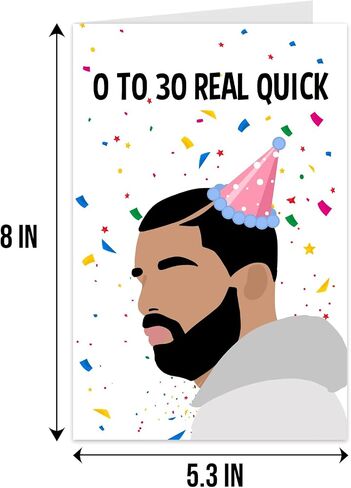 Qiliji Funny 30th Birthday Card for Men Women, Drake 30 Years Old Birthday Card, Happy 30th Bday Greeting Card, 0 To 30 Real Quick Birthday Card in Saudi Arabia