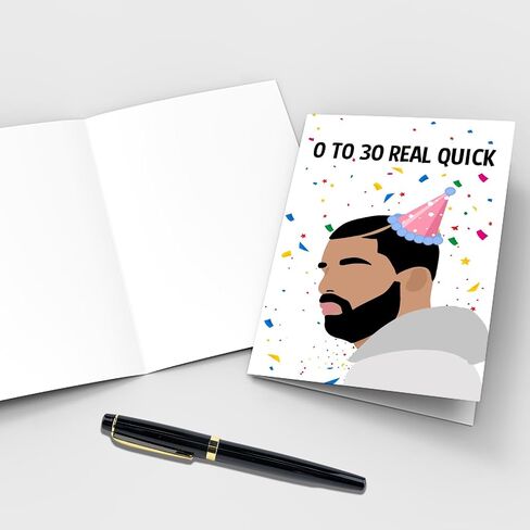 Qiliji Funny 30th Birthday Card for Men Women, Drake 30 Years Old Birthday Card, Happy 30th Bday Greeting Card, 0 To 30 Real Quick Birthday Card in Saudi Arabia