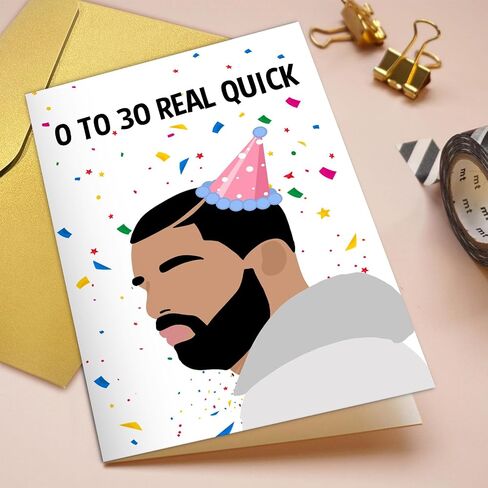 Qiliji Funny 30th Birthday Card for Men Women, Drake 30 Years Old Birthday Card, Happy 30th Bday Greeting Card, 0 To 30 Real Quick Birthday Card in Saudi Arabia