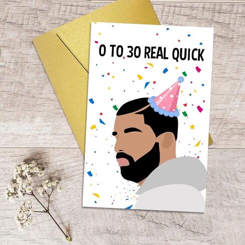 Qiliji Funny 30th Birthday Card for Men Women, Drake 30 Years Old Birthday Card, Happy 30th Bday Greeting Card, 0 To 30 Real Quick Birthday Card in Saudi Arabia