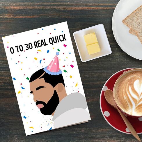 Qiliji Funny 30th Birthday Card for Men Women, Drake 30 Years Old Birthday Card, Happy 30th Bday Greeting Card, 0 To 30 Real Quick Birthday Card in Saudi Arabia