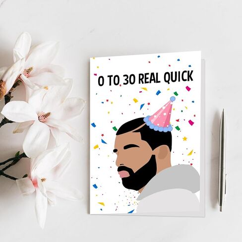 Qiliji Funny 30th Birthday Card for Men Women, Drake 30 Years Old Birthday Card, Happy 30th Bday Greeting Card, 0 To 30 Real Quick Birthday Card in Saudi Arabia