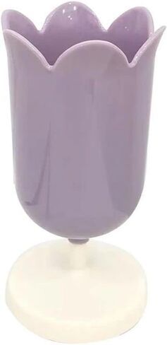 Purple Pen Holder for Desk, Plastic Tulip Pen Holder Girl Small Makeup Box Cute Stationery Organizer Pencil Stand Case Pencil Cups Desktop Decoration Pencil Holders Desk Supplies Holders in Saudi Arabia