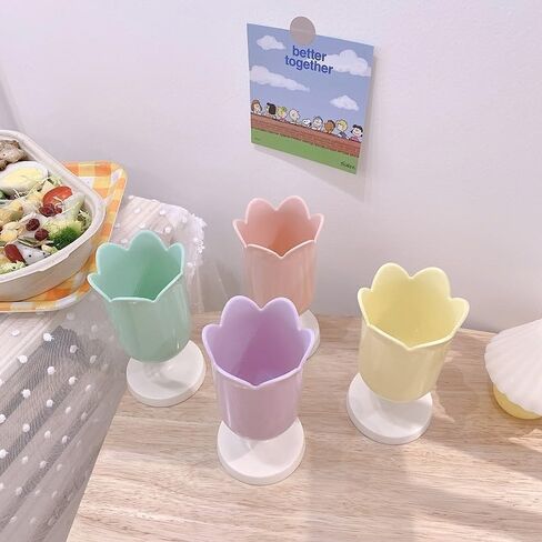 Purple Pen Holder for Desk, Plastic Tulip Pen Holder Girl Small Makeup Box Cute Stationery Organizer Pencil Stand Case Pencil Cups Desktop Decoration Pencil Holders Desk Supplies Holders in Saudi Arabia