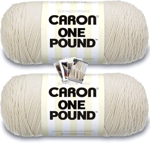 Noyiyu Caron One Pound Yarn - 2 Pack with Pattern Cards in Color (Off White) in Saudi Arabia