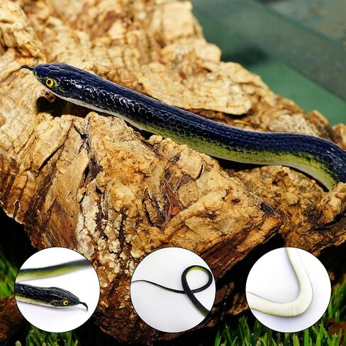 47.2in Snake Prank with String Clip, Looking Realistic Snake Prank, Fake Snake Prank with 2 Scorpion Toys & 5 Fake Cockroaches, Funny Clip on Snake Prank for Teasing Friends(Black Cyan) in Saudi Arabia
