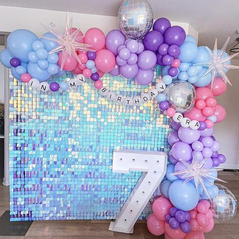 9Pcs Disco Ball Balloons Iridescent,22Inch Glitter Silver 4D Large Foil Disco Balloons with Explosion Star Balloons for Birthday Bachelorette 70s 80s 90s Disco Theme Party Decorations in Saudi Arabia
