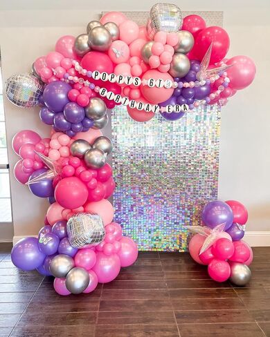 9Pcs Disco Ball Balloons Iridescent,22Inch Glitter Silver 4D Large Foil Disco Balloons with Explosion Star Balloons for Birthday Bachelorette 70s 80s 90s Disco Theme Party Decorations in Saudi Arabia