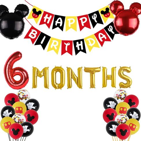 Red Boys Half Birthday Decorations Red Cartoon 6 Months Balloons Boys Six Months Banner for Boys 1/2 Birthday Baby Shower Party Supplies Decorations in Saudi Arabia