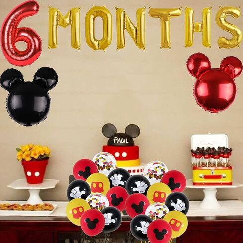 Red Boys Half Birthday Decorations Red Cartoon 6 Months Balloons Boys Six Months Banner for Boys 1/2 Birthday Baby Shower Party Supplies Decorations in Saudi Arabia