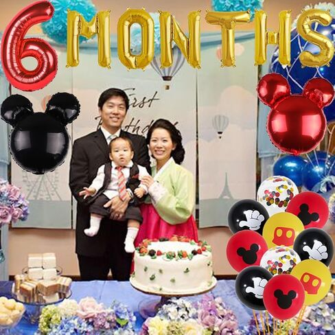 Red Boys Half Birthday Decorations Red Cartoon 6 Months Balloons Boys Six Months Banner for Boys 1/2 Birthday Baby Shower Party Supplies Decorations in Saudi Arabia