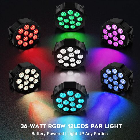 Battery Powered Par Light - 108W 6IN1 RGBWAUV HEX Uplighting LED Par 9600mAh Rechargeable Battery Wireless Remote APP DMX Control for Event Lighting Stage Wedding DJ Party Disco Dance Church in Saudi Arabia