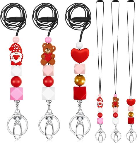 Qilery 3 Pcs Halloween Lanyards for ID Badges 17 Inch Bead Badge Lanyards for Women Beaded ID Badge Holder Lanyard Gifts, Ghost, Pumpkin, Bat, for Women Nurses Teacher Students Office Gift in Kuwait
