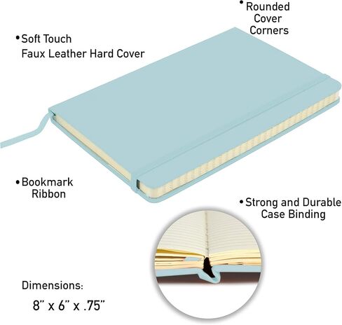 Simply Genius A5 Notebooks for Work, Travel, Business, School & More - College Ruled Notebook - Hardcover Journals for Women & Men - Lined Books with 192 pages, 5.7" x 8.4"(Light Blue, 4 Pack) in Kuwait