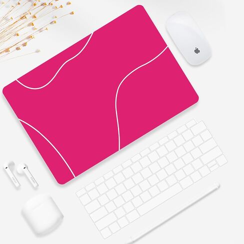 Seorsok متوافق مع حافظة MacBook Air 13 بوصة 2020 2019 2018 إصدار A1932 A2179 M1 A2337 Touch ID، حافظة بلاستيكية صلبة بنمط خط لطيف مع غطاء لوحة مفاتيح، وردي in Kuwait