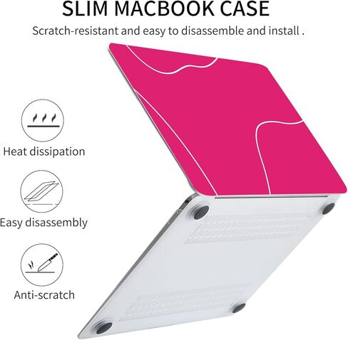 Seorsok متوافق مع حافظة MacBook Air 13 بوصة 2020 2019 2018 إصدار A1932 A2179 M1 A2337 Touch ID، حافظة بلاستيكية صلبة بنمط خط لطيف مع غطاء لوحة مفاتيح، وردي in Kuwait