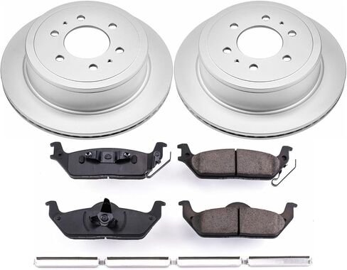 Power Stop KOE1950 مجموعة فرامل بديلة خلفية متخصصة - دوارات فرامل OE ووسادات فرامل سيراميك لـ 2004 2005 2006 2007 2008 2009 2010 2011 Ford F-150 Harley and 6 Lug | 2006-2008 لينكولن مارك LT in Kuwait
