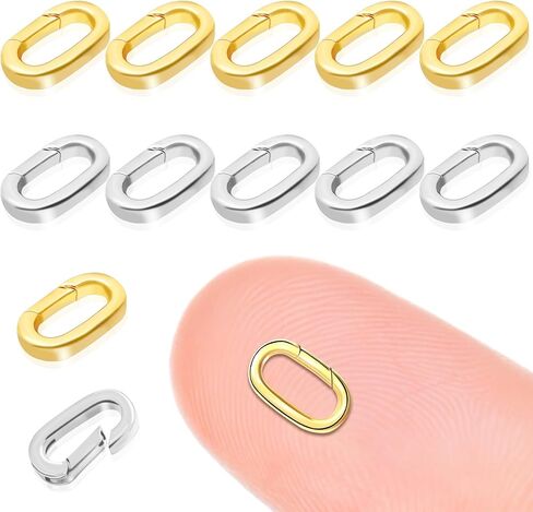 10PCS Oval Clasp Carabiner Necklace Connector Stainless Steel Spring Clasps Bracelet Closures Keychain Lock Clasps Necklaces Clips Key Ring Bracelets Shortener for Jewelry Finding DIY Making Kit (A15) in Saudi Arabia
