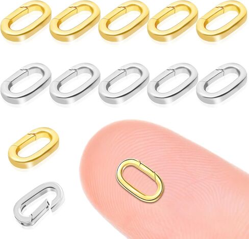 10PCS Oval Clasp Carabiner Necklace Connector Stainless Steel Spring Clasps Bracelet Closures Keychain Lock Clasps Necklaces Clips Key Ring Bracelets Shortener for Jewelry Finding DIY Making Kit (A15) in Saudi Arabia