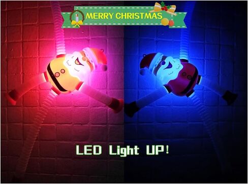 Dinosaur Pop Tubes Toys LED Light Up Mini Figures Fidget Sensory Toys Dino Telescopic Suction Cup Gift Sets, Toddler Autism Stress Relief Party Favors Prizes Stocking Stuffers for Kids 3+ in Kuwait