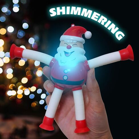 Dinosaur Pop Tubes Toys LED Light Up Mini Figures Fidget Sensory Toys Dino Telescopic Suction Cup Gift Sets, Toddler Autism Stress Relief Party Favors Prizes Stocking Stuffers for Kids 3+ in Kuwait