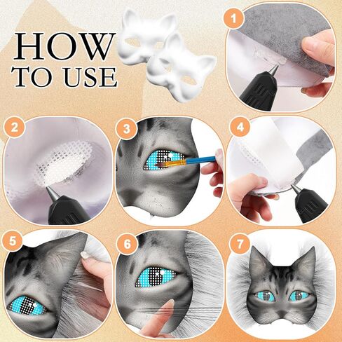 33 Pcs Therian DIY Mask Kit for Beginners Including Blank Cat Mask Faux Fur Fabric Felt Fabric Plastic Mesh Sheet(Warm Colors) in Kuwait