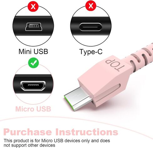 Mouse Charging Cable Micro USB Charger Cord Compatible with Razer Naga Pro 20000 DPI, Viper Ultimate, Razer DeathAdder V2 Pro/Basilisk Ultimate Gaming Mouse, Nylon Braided, 5.9 Feet in Saudi Arabia