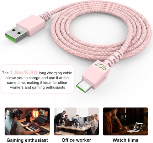 Mouse Charging Cable Micro USB Charger Cord Compatible with Razer Naga Pro 20000 DPI, Viper Ultimate, Razer DeathAdder V2 Pro/Basilisk Ultimate Gaming Mouse, Nylon Braided, 5.9 Feet in Saudi Arabia