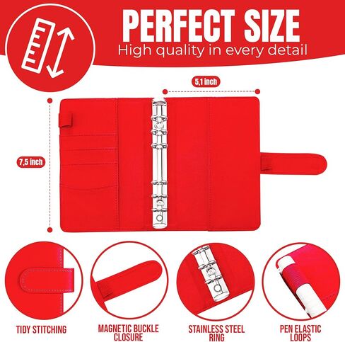 Budget Binder with Zipper Envelopes - Cash Envelopes for Budgeting - Budget Planner with Cash Envelopes - Money Organizer for Cash - Money Saving Binder - Budget Envelopes for Cash System (Red) in Saudi Arabia