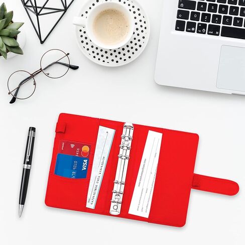 Budget Binder with Zipper Envelopes - Cash Envelopes for Budgeting - Budget Planner with Cash Envelopes - Money Organizer for Cash - Money Saving Binder - Budget Envelopes for Cash System (Red) in Saudi Arabia
