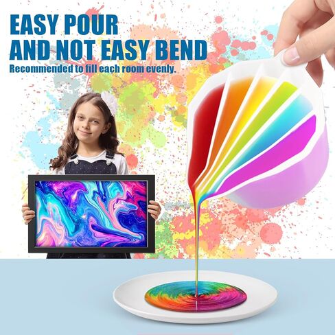 Silicone Split Cup - GARGEN Silicone Pouring Cup for Resin Art Divided Silicone Cup for Painting Drawing Crafts DIY Pour Painting Supplies for Split Art 6/7/8 Channels in Saudi Arabia