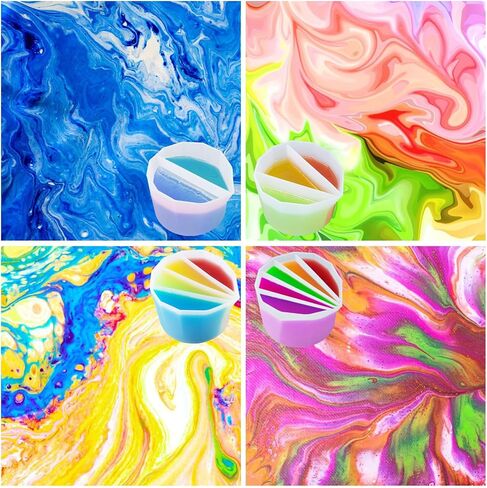 Silicone Split Cup - GARGEN Silicone Pouring Cup for Resin Art Divided Silicone Cup for Painting Drawing Crafts DIY Pour Painting Supplies for Split Art 6/7/8 Channels in Saudi Arabia