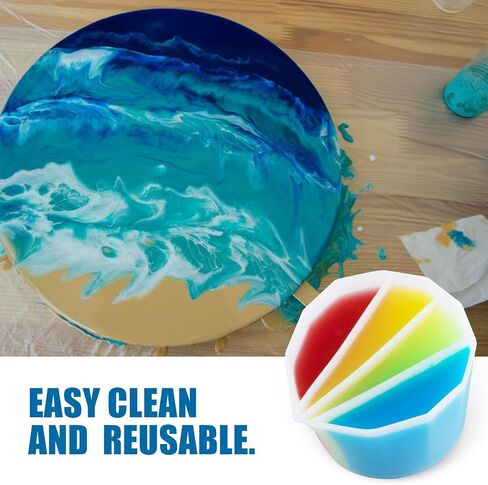 Silicone Split Cup - GARGEN Silicone Pouring Cup for Resin Art Divided Silicone Cup for Painting Drawing Crafts DIY Pour Painting Supplies for Split Art 6/7/8 Channels in Saudi Arabia