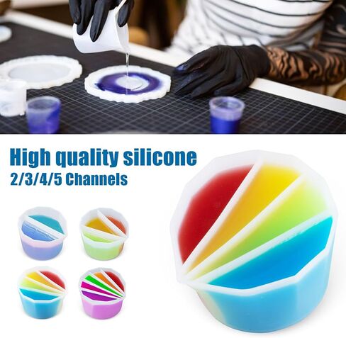 Silicone Split Cup - GARGEN Silicone Pouring Cup for Resin Art Divided Silicone Cup for Painting Drawing Crafts DIY Pour Painting Supplies for Split Art 6/7/8 Channels in Saudi Arabia