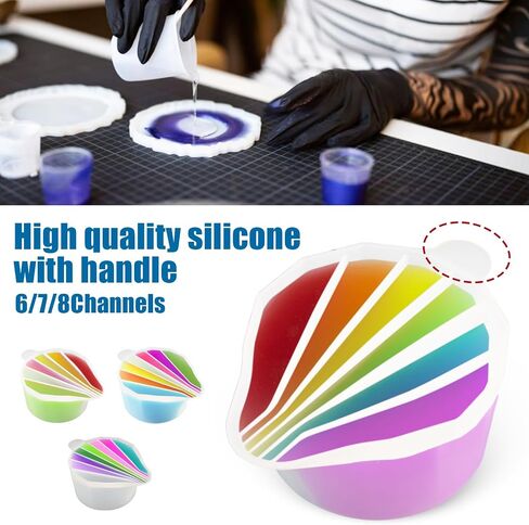 Silicone Split Cup - GARGEN Silicone Pouring Cup for Resin Art Divided Silicone Cup for Painting Drawing Crafts DIY Pour Painting Supplies for Split Art 6/7/8 Channels in Saudi Arabia