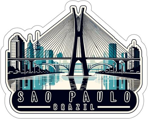 S„o Paulo Brazil Sticker Weatherproof Vintage Decal Vinyl Small Waterproof for Water Bottle Mug Passport Scrapbook Notebook Laptop Tumbler Skateboard Computer Phone 4" ID44990 in Saudi Arabia