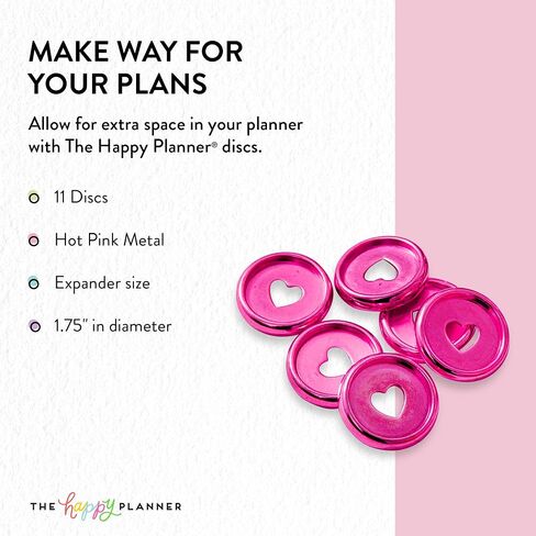 me & my BIG ideas Metal Expander Discs, Bright Pink - The Happy Planner Scrapbooking Supplies - Add Extra Pages, Notes & Artwork - Create More Space for Notebooks, Planners & Journals - Expander Size in Saudi Arabia