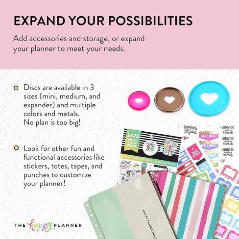 me & my BIG ideas Metal Expander Discs, Bright Pink - The Happy Planner Scrapbooking Supplies - Add Extra Pages, Notes & Artwork - Create More Space for Notebooks, Planners & Journals - Expander Size in Saudi Arabia