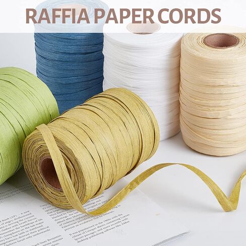 BENECREAT 328 Yards Blue Raffia Ribbon Raffia Paper Craft Ribbon Packing Twine ffor Wedding Gifts Wrap DIY Decoration and Hat Weaving (8mm Wide) in Saudi Arabia
