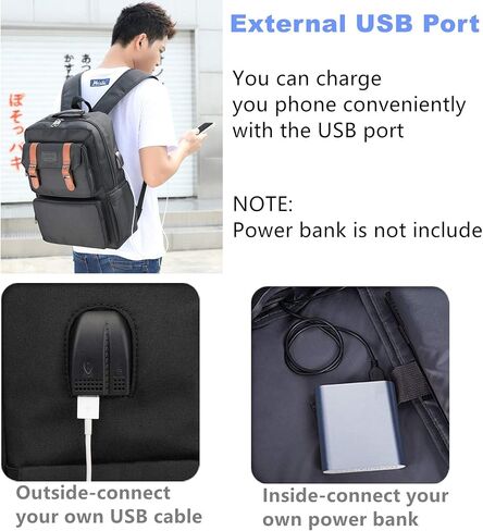 حقيبة ظهر YALUNDISI للكمبيوتر المحمول للنساء والرجال حقيبة ظهر كلاسيكية وحقائب كتب مضادة للسرقة مقاس 16 بوصة باللون الرمادي in Kuwait