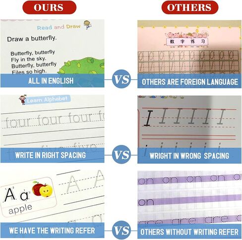4PCS Grooved Handwriting Practice for Kids Age 3-5 Preschool Children, Reusable Magic Practice Copybooks for Student Tracing Letter Writing Books in Saudi Arabia