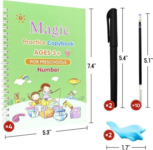 4PCS Grooved Handwriting Practice for Kids Age 3-5 Preschool Children, Reusable Magic Practice Copybooks for Student Tracing Letter Writing Books in Saudi Arabia