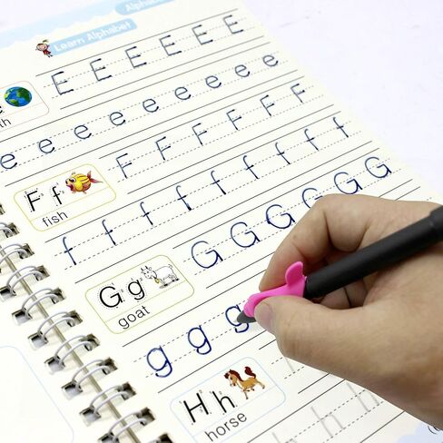 4PCS Grooved Handwriting Practice for Kids Age 3-5 Preschool Children, Reusable Magic Practice Copybooks for Student Tracing Letter Writing Books in Saudi Arabia