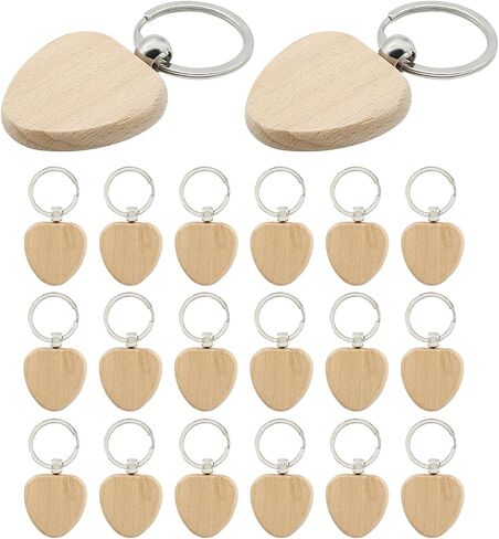 Hitefu 20 Pcs Wood Engraving Blanks, Heart Shape Blank Wooden Keychain Blanks, Unfinished Wood Engraving Key Tags for for DIY Gift Craft Accessories in Saudi Arabia